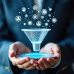 person presents digital marketin