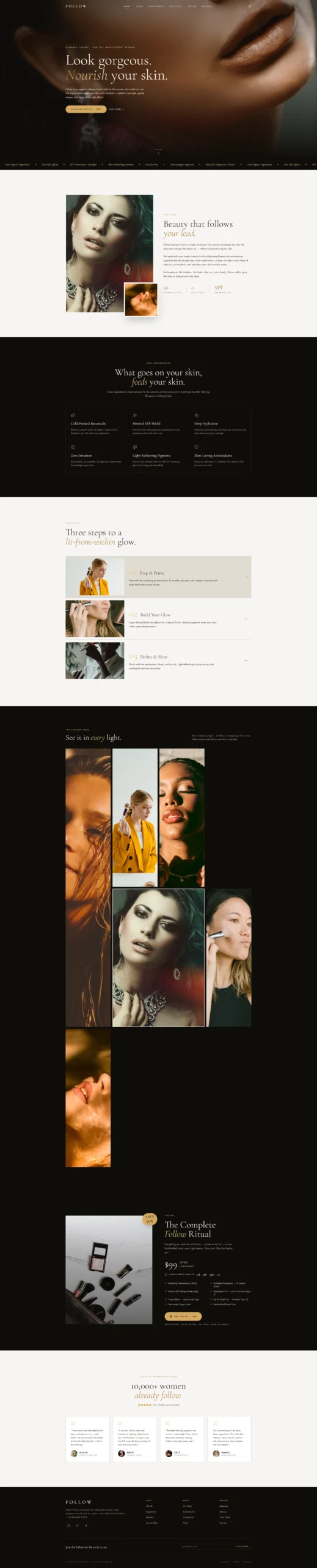 Makeup kit product landing page by WPDriven