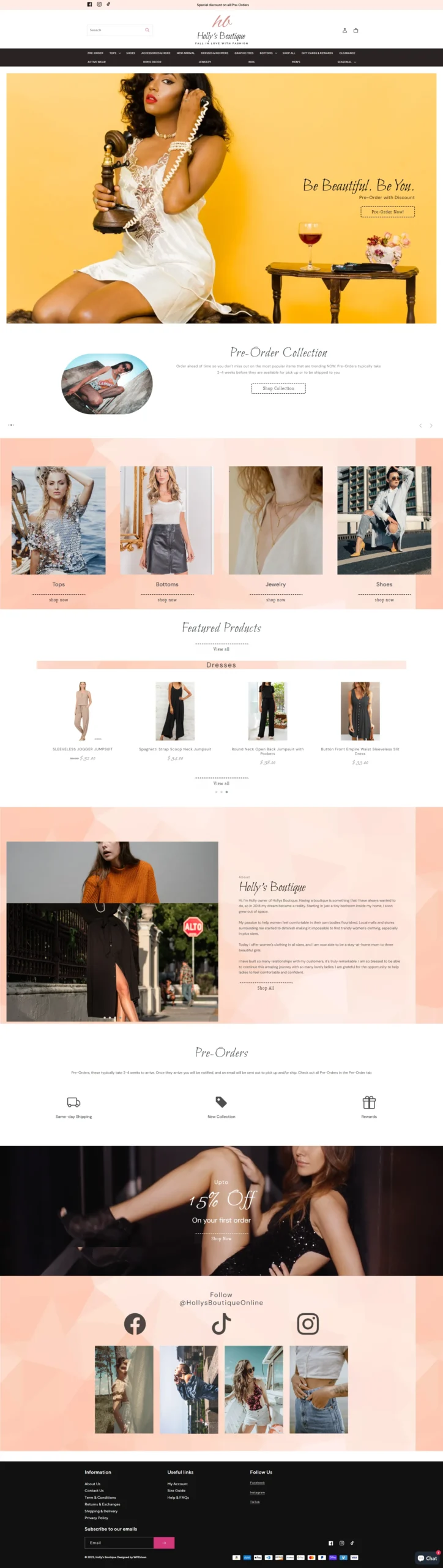 Holly's fashion apparel WordPress website by WPDriven